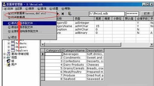 打開dbf